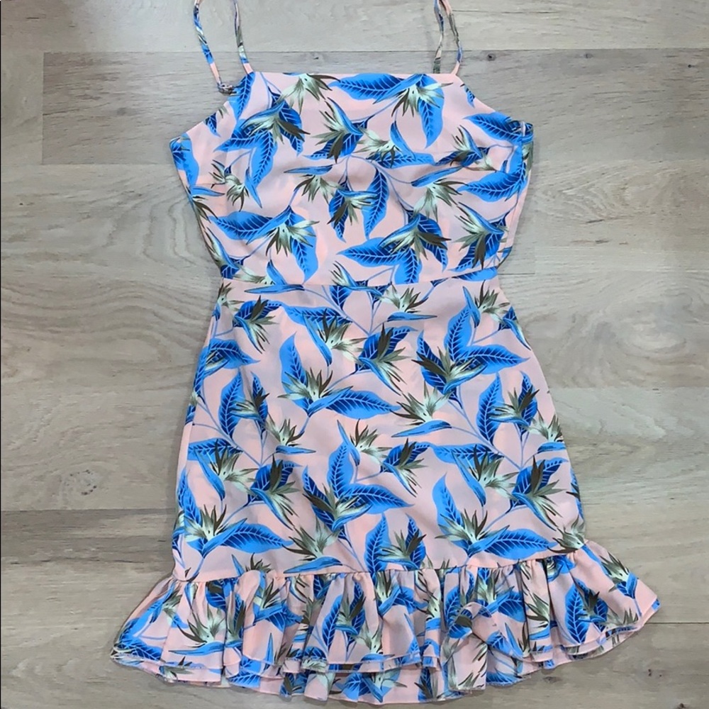Pink Tropical Ruffle Dress